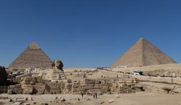 The Sphinx and pyramids in Giza.