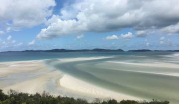 Scenic view of sandbanks and blue skies.