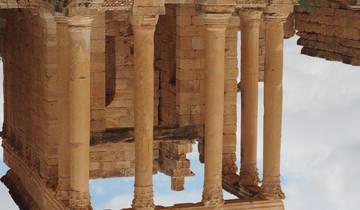 Ruins of a Roman temple with detailed columns.