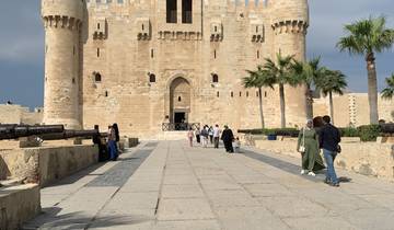 Courtyard of Fort Qaitbay with visitors.