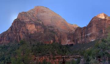 Majestic view of a large rocky mountain.