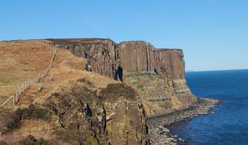 Cliffs and coastline with blue ocean.