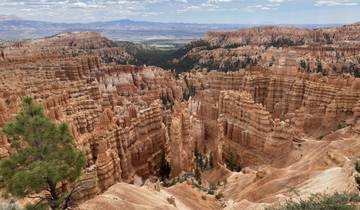 Vast canyon landscape with clearly defined rock formations.