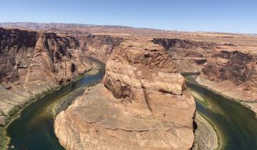 Aerial view of the Horseshoe Bend formed by the Colorado River.