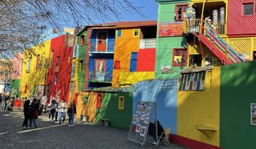 Vibrant and colorful houses in the La Boca district, Buenos Aires.