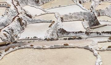Close-up of terraced salt ponds at Salineras de Maras, Peru.