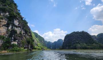 Scenic view of limestone cliffs and river.