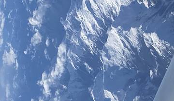 Aerial view of snow-capped mountains.