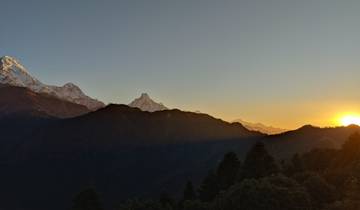 Dramatic mountain landscape at sunrise.