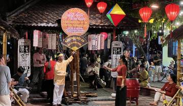 Vibrant scene at a cultural night market in Hoi An.