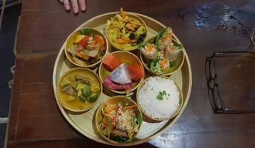 Colorful Cambodian cuisine presented on a platter.