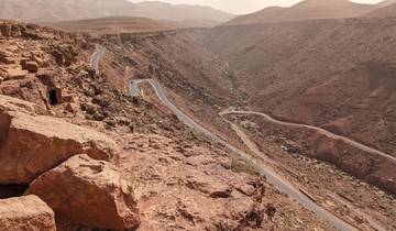 Winding road through a rocky gorge.