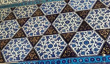 Detailed blue tile patterns.