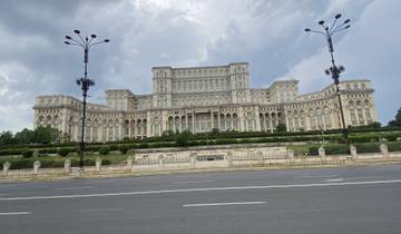 Massive neoclassical palace, the Palace of Parliament.