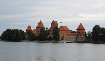 Trakai Island Castle on a lake.