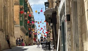 Market street with colorful lanterns