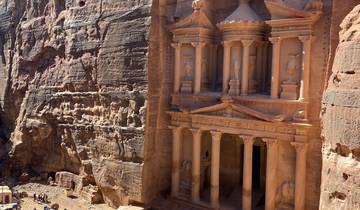 Petra's Al-Khazneh carved into the cliffs.