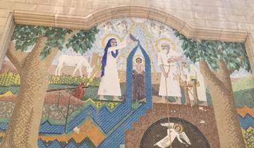 Colorful mosaic depicting religious figures.