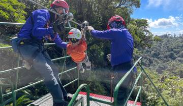 People engaging in a zip-lining activity.