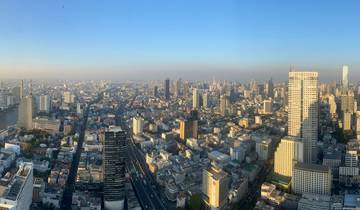Panoramic view of a city skyline during the day.