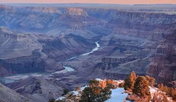 Majestic canyon landscape with river winding through.