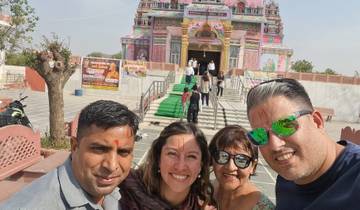 Selfie in front of a colorful temple.