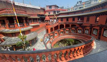 Red temple complex with ornate architecture.