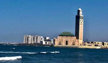 View of Hassan II Mosque by the sea.