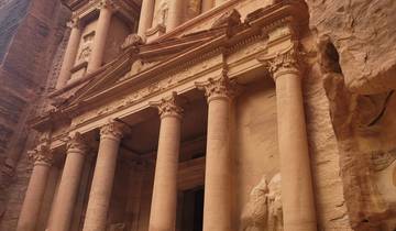 The facade of Petra in Jordan.