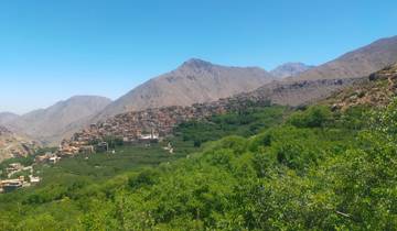 Lush valleys below rugged mountains.
