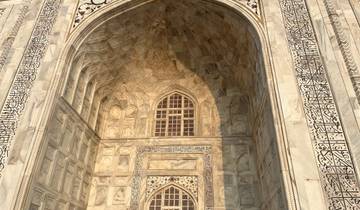 Detailed architectural view of the Taj Mahal.