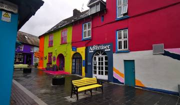 Colorful street with brightly painted buildings