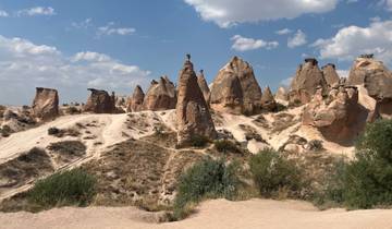 Unique rock formations in a desert-like landscape