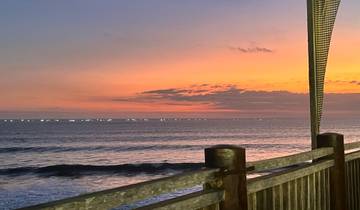 Brightly colored sunset over the ocean.