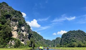 Scenic view of limestone cliffs under a clear blue sky.