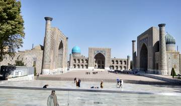 Registan Square with intricate architecture.