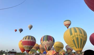 Hot air balloons floating in the sky.