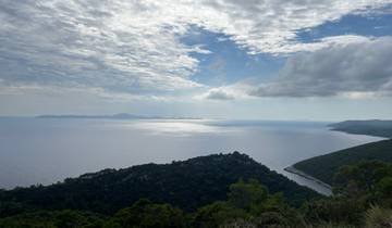 Scenic view of sea and islands.