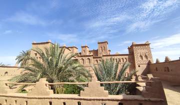 Beautiful kasbah with palm trees.