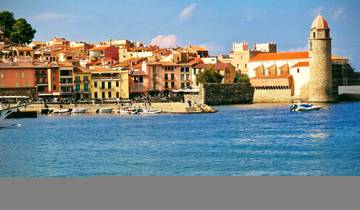 Picturesque seaside village with colorful buildings.