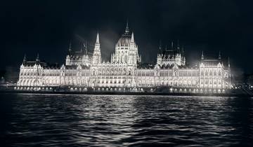 Night view of the illuminated Hungarian Parliament Building