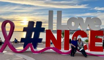 Large sign saying 'I Love Nice' by the waterfront