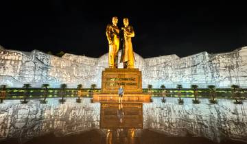 Huge monument with a reflective floor at night