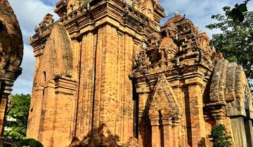 Ancient brick temple with intricate architecture