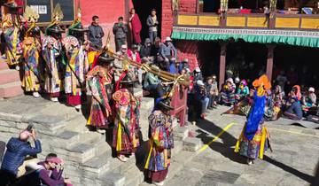 Elaborate cultural performance with traditional instruments.