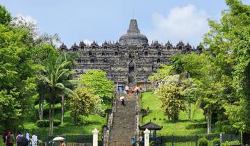 Stairs leading up to Borobudur temple.
