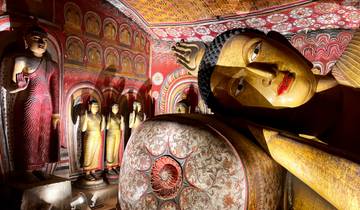 Interior of a temple with ornate statues.