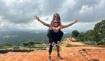 Two people with one giving a piggyback ride, enjoying the view.