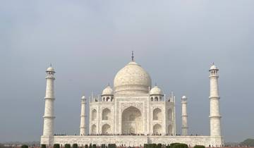 Iconic white marble structure with minarets.