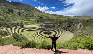 A person enjoying the view of the terraced circles of Moray.